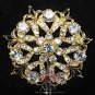 Wedding Flower Rhinestone Jewelry Crystal Cake Brooch Pin Bridal Accessories