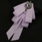 Pearl Rhinestone Dangle Wedding Men Pre Tied Pink Purple Bow Tie Neck Tie