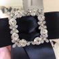 Crystal Rhinestone Velvet Or Satin Pre Tied Black Bow Brooch Pin