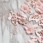1 Pair Pink Bridal Wedding Pearl Beaded Flower Floral Cream Lace Applique