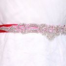 Bridal Art Deco Classic Rhinestone Crystal Ribbon Satin Sash Wedding Dress Belt