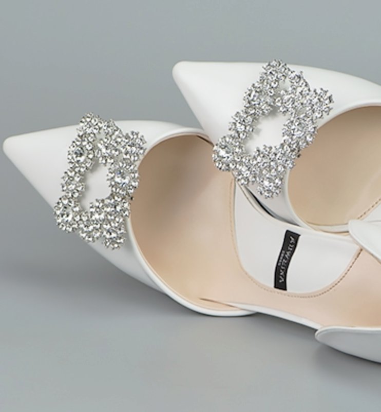 Clear Pink Rhinestone Crystal Silver Gold Rectangular Wedding Shoe ...