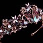 Bridal Old Gold Crystal Pearl Butterfly Wedding Princess Crown Hair Accessories