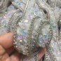White Stone Beaded Crystal Wedding Sash Silver Chain Trim Iron Sew Applique 50cm