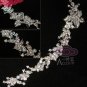 Bridal Silver Flower Rhinestone Crystal Dress Wedding Sash Belt Accessories