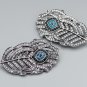 2 pcs Wedding Feather Rhinestone Blue Crystal Wedding Shoe Clips