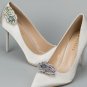 2 pcs Wedding Feather Rhinestone Blue Crystal Wedding Shoe Clips