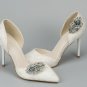 2 pcs Wedding Feather Rhinestone Blue Crystal Wedding Shoe Clips