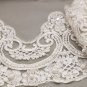 Bridal Wedding Champagne Pearl Embroidered Lace Trim Veil trim Per 1/2 Meter