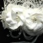 Bridal Wedding Feather Flower Rhinestone Crystal Hair Cream Headband Headpiece