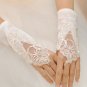 Bridal Ivory Pearl Embroidery Lace Wedding Fingerless Short Gloves