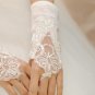 Bridal Ivory Pearl Embroidery Lace Wedding Fingerless Short Gloves