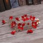 Wedding Bridal Vintage Gold Leaf Red Flower Pearl Tiara Headpiece Hair Piece