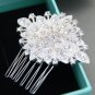Vintage Bridal Clear Rhinestone Crystal Silver Tone Rhombus Wedding Hair Comb