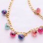 Handmade Accessories Jewelry Glass Flower Pom Pom Gold Chain Necklace