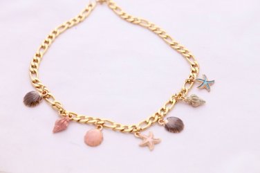 Beach Accessories Jewelry Handmade Color Shell Gold Chain Necklace