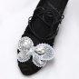 2 pcs x Fashion Butterfly Stone Silver Tone Shoe Applique Patch