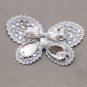 2 pcs x Fashion Butterfly Stone Silver Tone Shoe Applique Patch