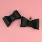 Fashion Faux Leather Decorative Black Bow Shoes Charm Jewelry Clip Pairs