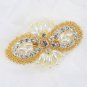 Wedding Gold Baby Shoes Rhinestone Crystal Golden Ivory Pearl Iron Sew Applique