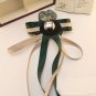 Green Organza Ribbon Crystal Flower Men Women Necktie Tie Wedding Brooch Pin