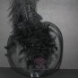 CHRISTMAS WEDDING PEACOCK FEATHER HAIR BLACK NET FASCINATING ALLIGATOR CLIP