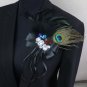 Wedding Bridal Lady Mens Party Peacock Feather Corsage Brooch Pin