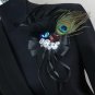 Wedding Bridal Lady Mens Party Peacock Feather Corsage Brooch Pin