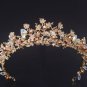 Crystal Flower Beads Gold Tiara Headpiece Hair Crown Wedding Hair Jewelry