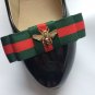 2 Pcs Red Green Ribbon Gold Bee Shoe Clips Accessories Shoes Decoration