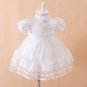 Cream White Baby Girl Wedding Christmas Lace Pearl Dress With Headpiece Band 6M