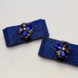 Butterfly Rhinestone Crystal Beads Bow Wedding Blue Shoe Charm Clips Pair