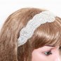 Wedding Rhinestone Crystal Applique White Ribbon Headband Bridal Headpiece