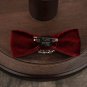 Black Red Vintage Pearl Ladies Men Pre Tied Velvet Bow Brooch Pin