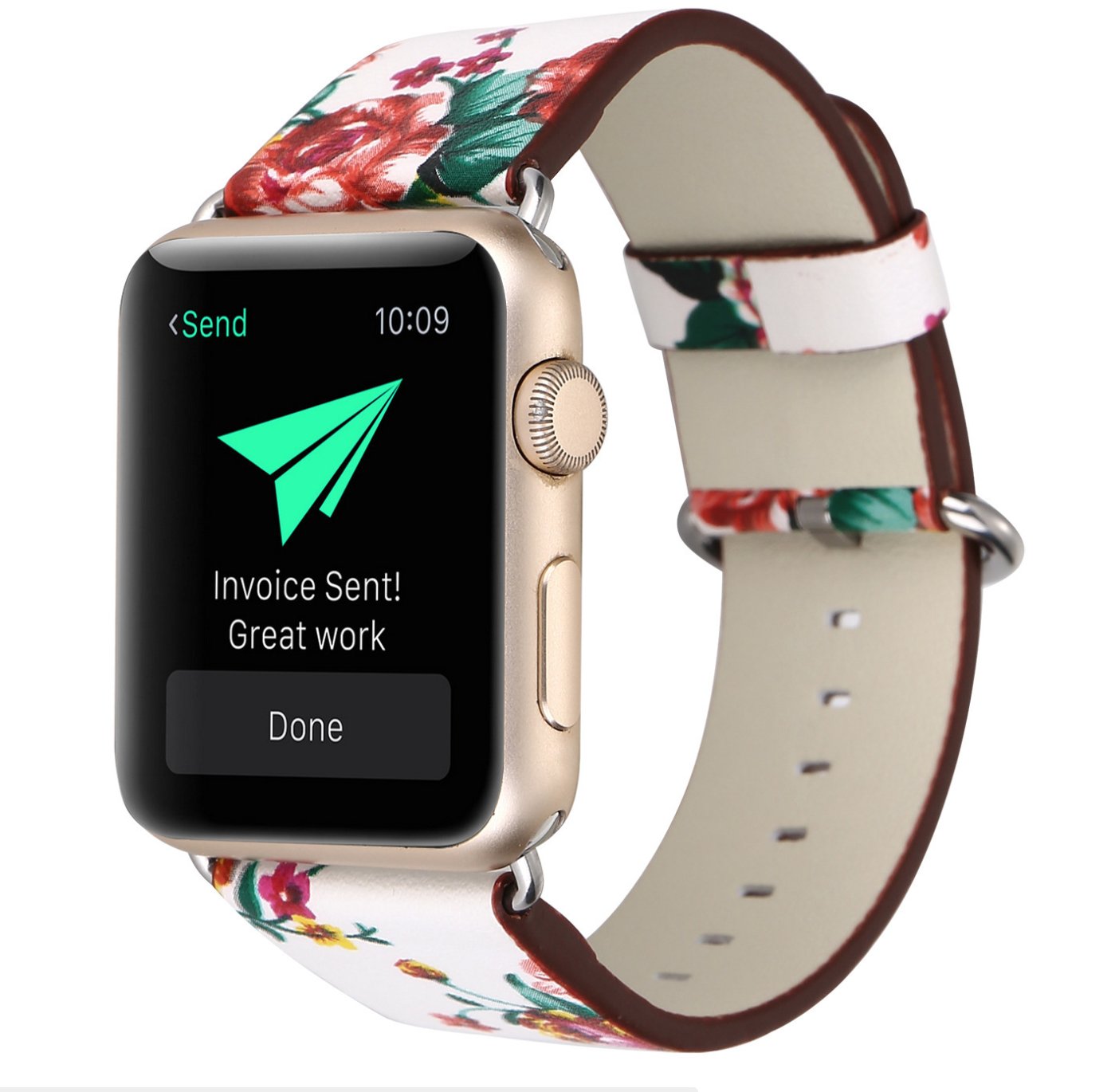 Apple Watch Flower Pattern Leather Stripe Bracelet Wristwatch iWatch ...