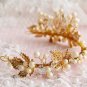 Ivory Pearl Gold Leaves Leaf Vintage Style Wedding Tiara Hair Jewelry