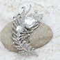 Big Teardrop Bridal Feather Rhinestone Crystal Jewelry Wedding Brooch Pin