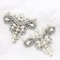 A Pair Vintage Ivory Faux Pearl Stone Cream Tone Shoe Applique Patch Decoration