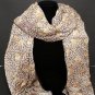 Women Fashion Yellow Flower Print Silk Scarf With Key and Lock Charms