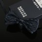 Plaid Checks Print Black Ribbon Wedding Groom Men Pre Tied Bow Tie