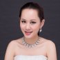 Wedding White Pearl Rhinestone Crystal Bridal Necklace Earrings Post Set