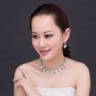 Wedding White Pearl Rhinestone Crystal Bridal Necklace Earrings Post Set