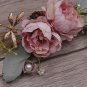 Pink Rose Flower Clip Wedding Hair Head Clip Gold Dragonfly Headpiece
