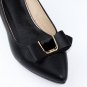 A Pair of Black Bow Plastic PU Faux Leather Crystal Ladies Shoe Clips