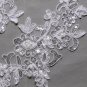 Bridal Wedding White/Off White Flower Pearl Embroidered Lace Applique Pair DIY