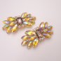A Pair of Color Blue Red Yellow Rhinestone Crystal Vintage Ladies Shoe Clips
