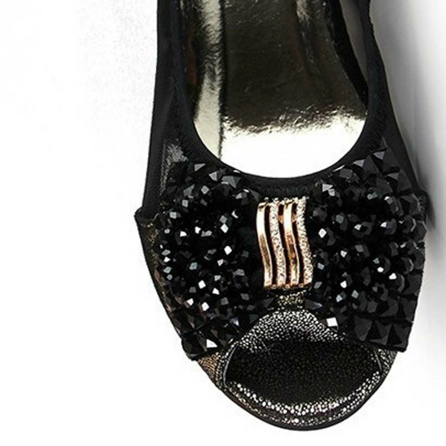 Black White Crystal Beads Bow Rhinestone Wedding Bow Shoe Clips