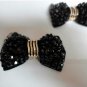 Black White Crystal Beads Bow Rhinestone Wedding Bow Shoe Clips