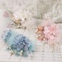 Bridal Pink Blue Off White Flower Hair Clip Headpiece Wedding Fascinator