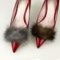 2 Pcs Fur Trim Christmas Winter Ladies Boots Raccoon Fur Shoe Clips